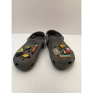 Crocs Fun‎ Lab Clogs Jibbitz Charms Gray Slip On Shoes Comfort Size M4/W6